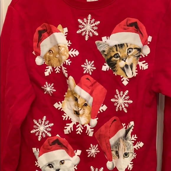 Santa Hat Cat Christmas Sweater - Picture 3 of 4